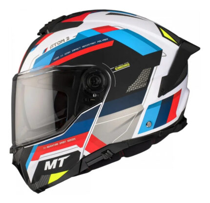Capacete MT Atom 2 Bast A0 Branco e Azul